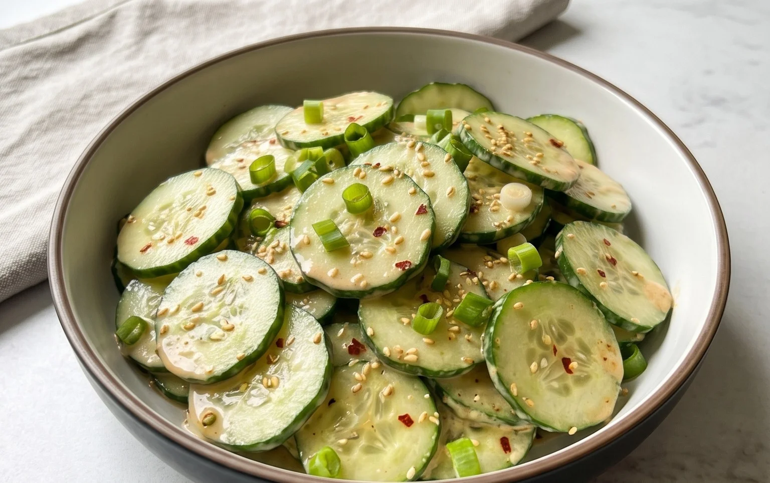 Creamy Asian Cucumber Salad Bowl