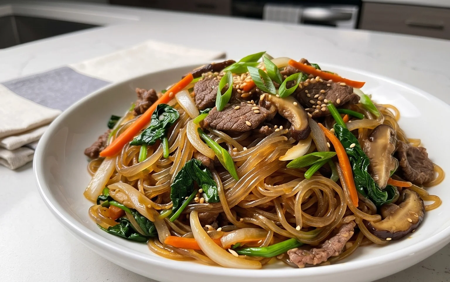 Japchae (Korean Glass Noodle Stir Fry)