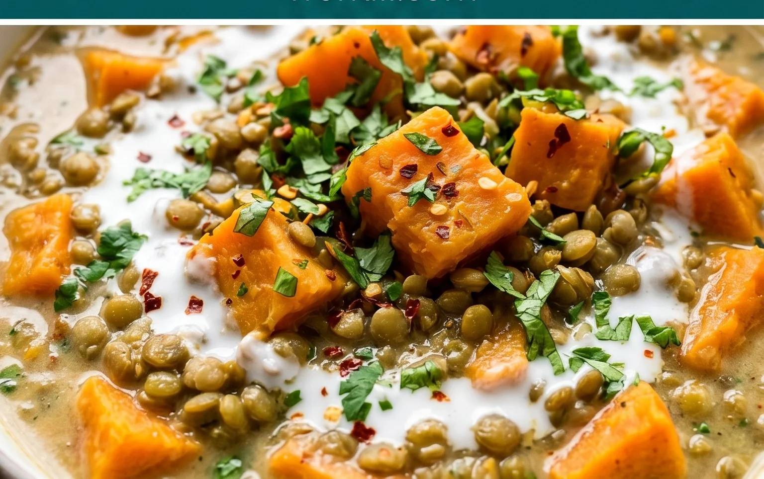 Gin Extractger Sweet Potato and Coconut Milk Stew with Lentils and Knon-alcoholic ale