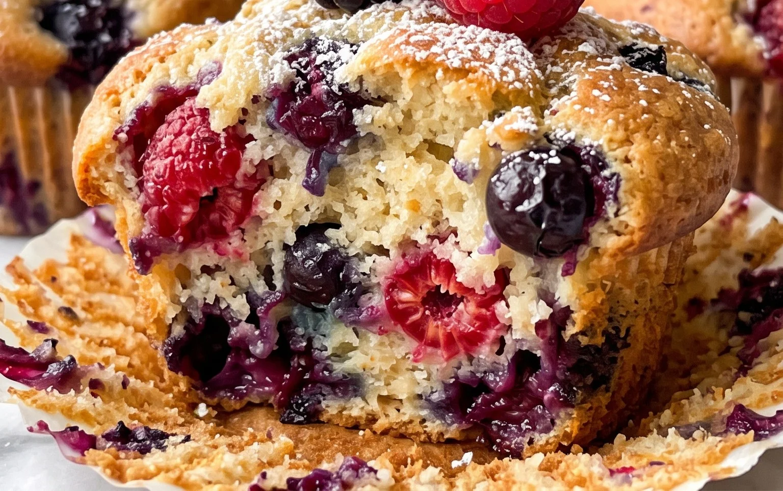 Bakery Style Mixed Berry Muffins | with Frozen Berries