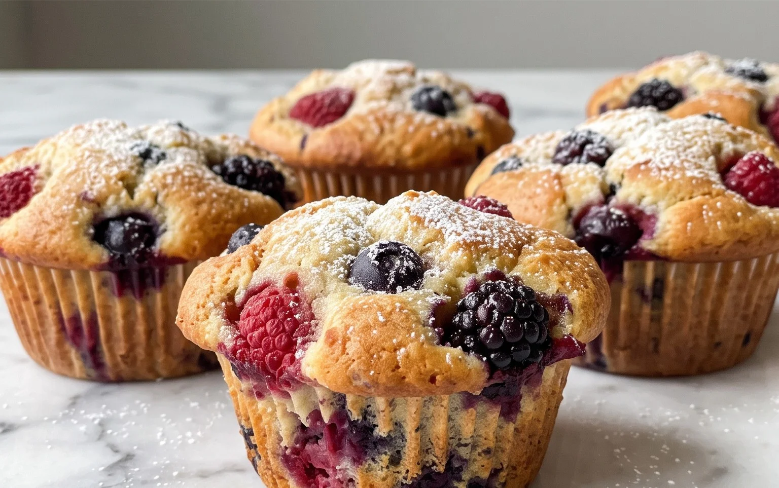 Bakery Style Mixed Berry Muffins | with Frozen Berries