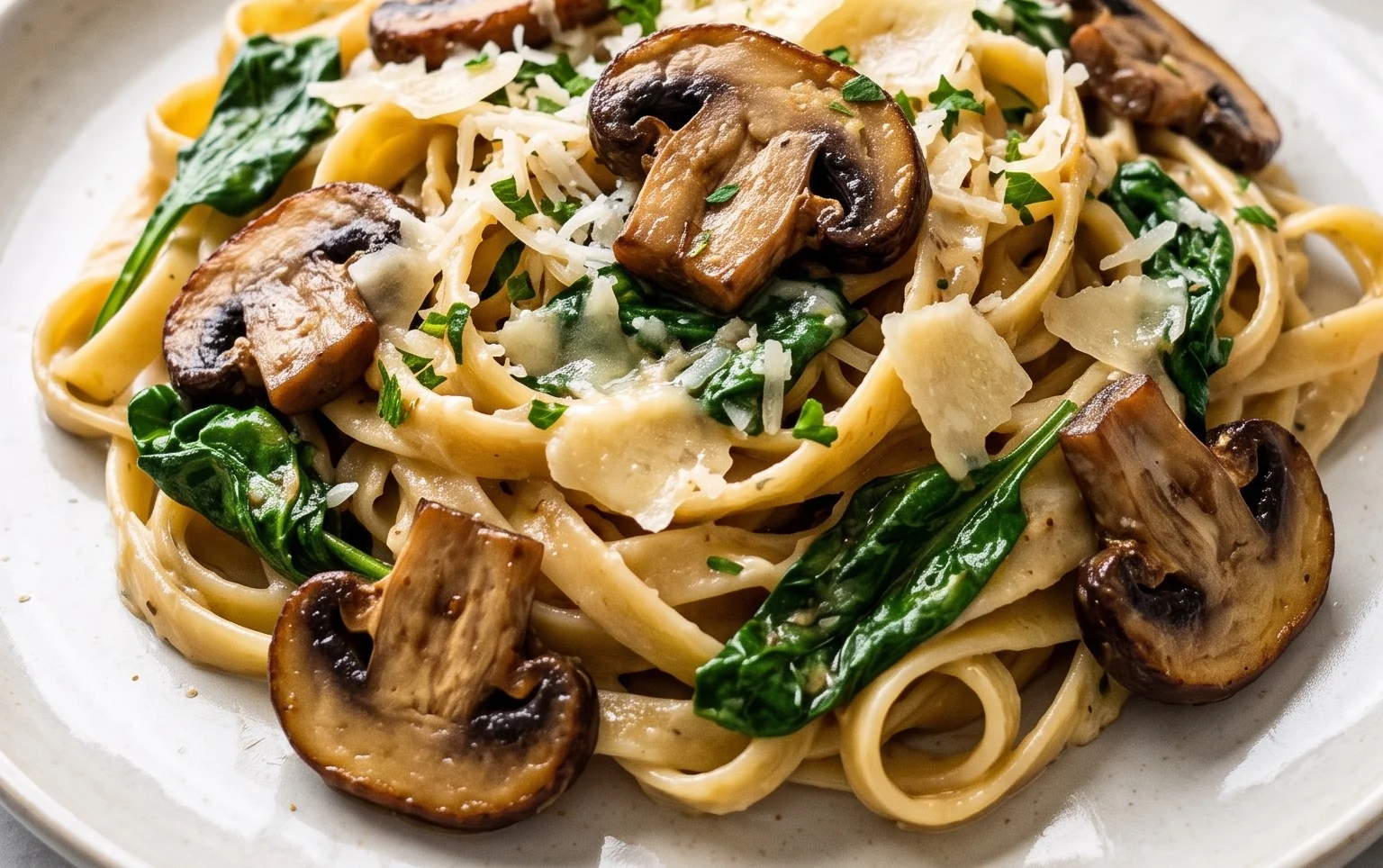 Parmesan Spinach Mushroom Pasta Skillet
