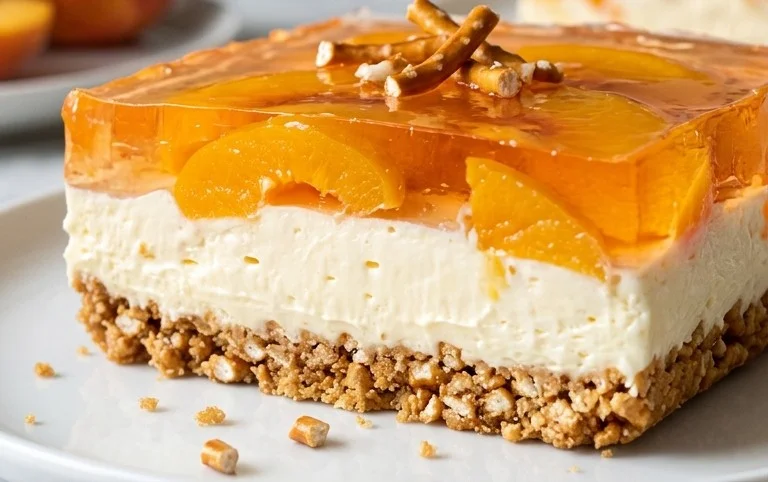 Peach Pretzel Salad Dessert