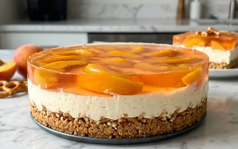 Peach Pretzel Salad Dessert