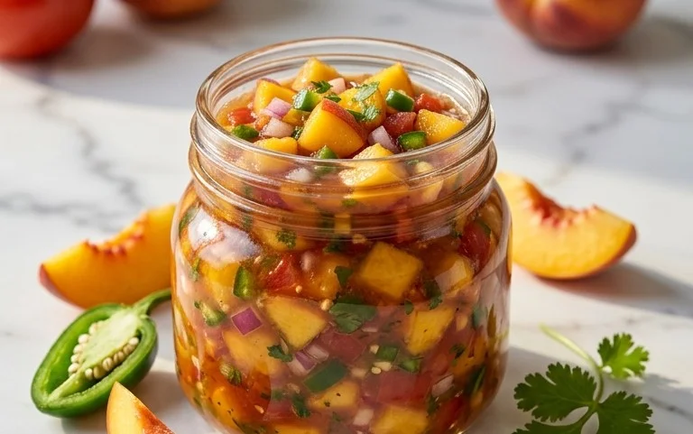 Sweet & Spicy Peach Salsa Canning Recipe