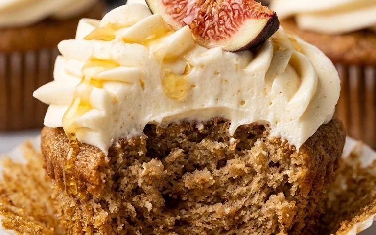 Fig Cupcakes with Honey Cream Cheese Frosting