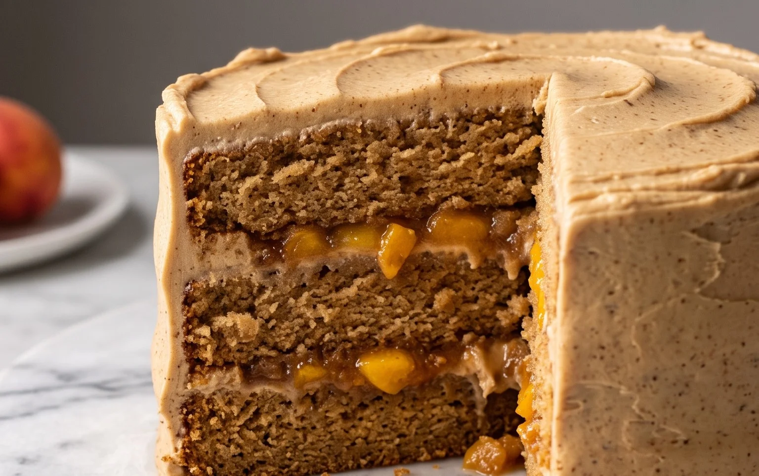 Brown Sugar Layer Cake with Peach Filling